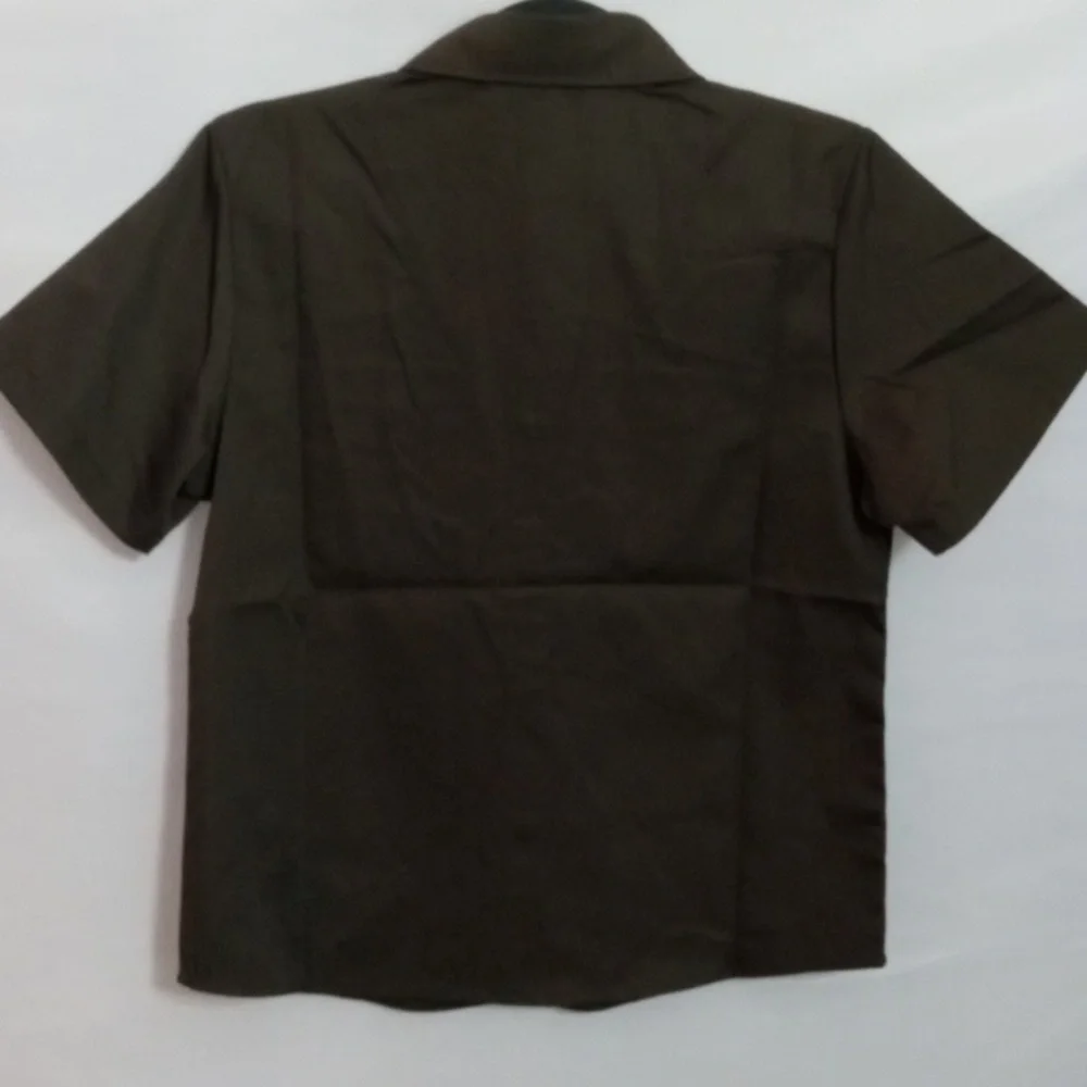 Short Sleeve Brown Button-Up Shirt